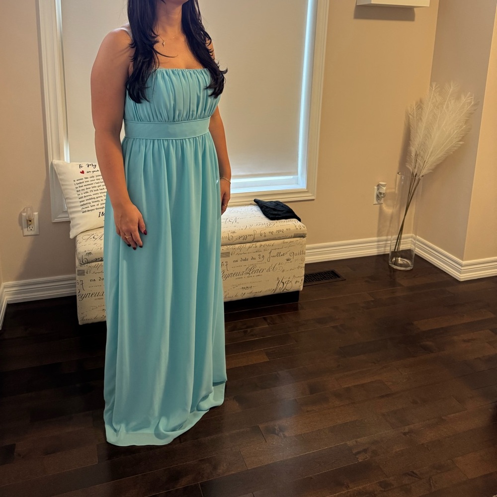 After Six Strapless Light Blue (Teal) Gown